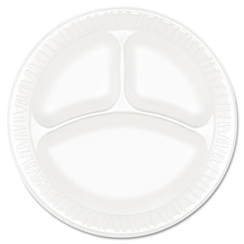Concorde Foam Plate, 3-comp, 9" Dia, White, 125-pack, 4 Packs-carton