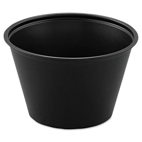 Polystyrene Portion Cups, 4 Oz, Black, 250-bag, 10 Bags-carton