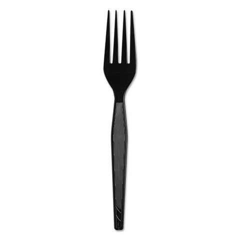 Plastic Cutlery, Heavyweight Forks, Black, 1,000-carton