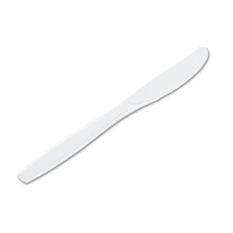 Plastic Cutlery, Heavyweight Knives, White, 1,000-carton