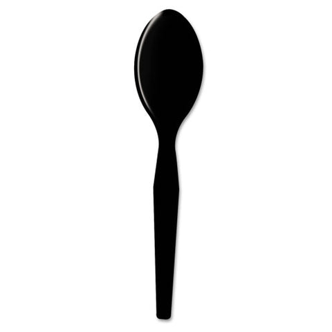 Plastic Cutlery, Heavy Mediumweight Teaspoons, Black, 1,000-carton