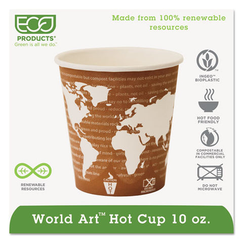 World Art Renewable Compostable Hot Cups, 10 Oz., 50-pk, 20 Pk-ct