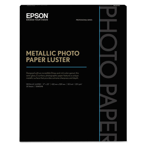 Professional Media Metallic Gloss Photo Paper, 10.5 Mil, 17 X 22, White, 25-pack