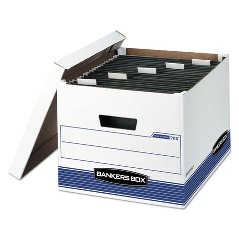 Hang'n'stor Medium-duty Storage Boxes, Letter-legal Files, 13" X 16" X 10.5", White-blue, 4-carton