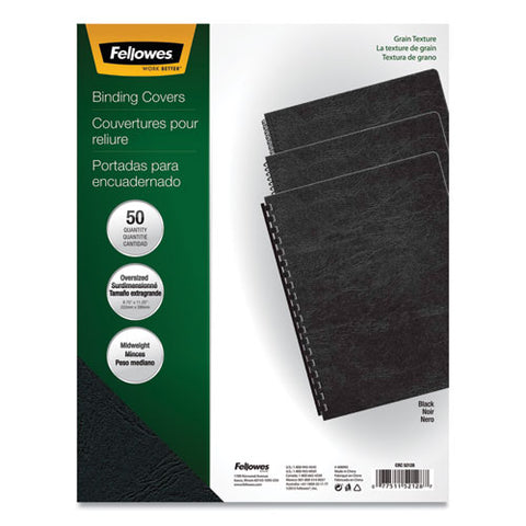 Classic Grain Texture Binding System Covers, 11-1-4 X 8-3-4, Black, 200-pack