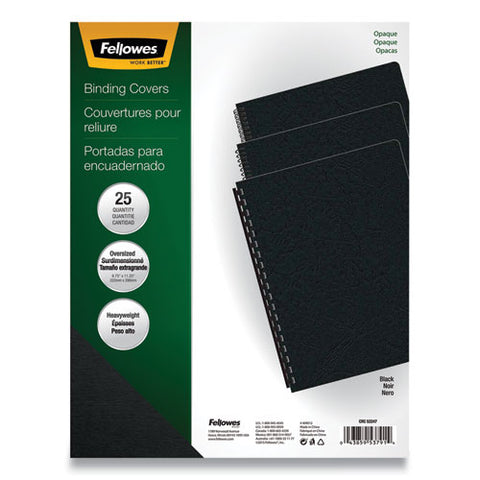 Futura Binding System Covers, Round Corners, 11 1-4 X 8 3-4, Black, 25-pack