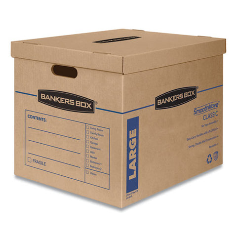 Smoothmove Classic Moving And Storage Boxes, Large, Half Slotted Container (hsc), 21" X 17" X 17", Brown Kraft-blue, 5-carton