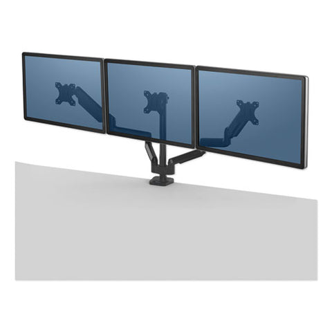 Platinum Series Triple Monitor Arm For 27" Monitors, 360 Deg Rotation, +85--20 Deg Tilt, 360 Deg Pan, Black, Supports 20 Lb