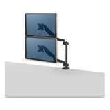 Platinum Series Dual Stacking Arm For 27" Monitors, 360 Deg Rotation, 180 Deg Tilt, 360 Deg Pan, Black, Supports 22 Lb