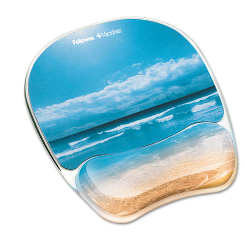 Gel Mouse Pad W-wrist Rest, Photo, 7 7-8 X 9 1-4, Sandy Beach
