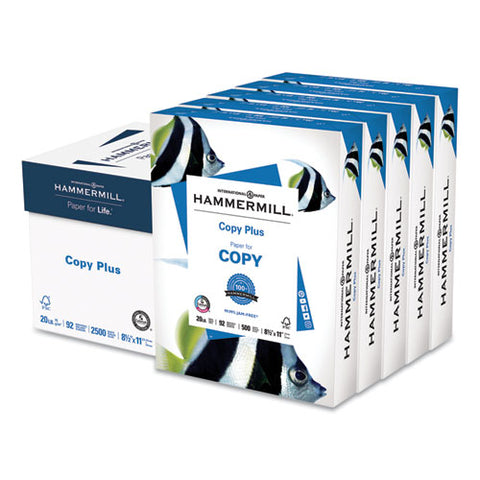 Copy Plus Print Paper, 92 Bright, 20 Lb, 8.5 X 11, White, 500 Sheets-ream, 5 Reams-carton
