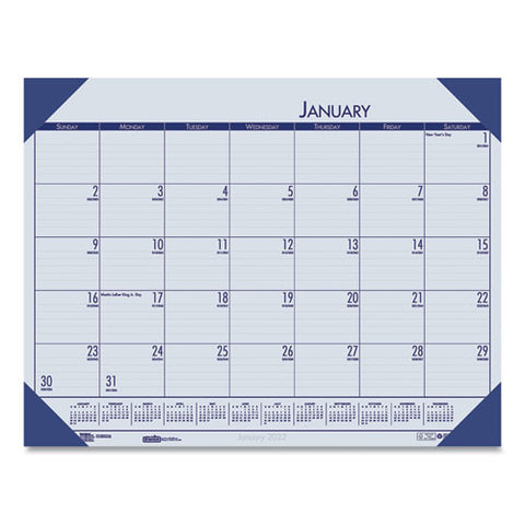 Recycled Ecotones Ocean Blue Monthly Desk Pad Calendar, 18.5 X 13, 2021