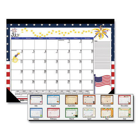 100% Recycled Seasonal Academic Desk Pad Calendar, 22 X 17, 2021-2022