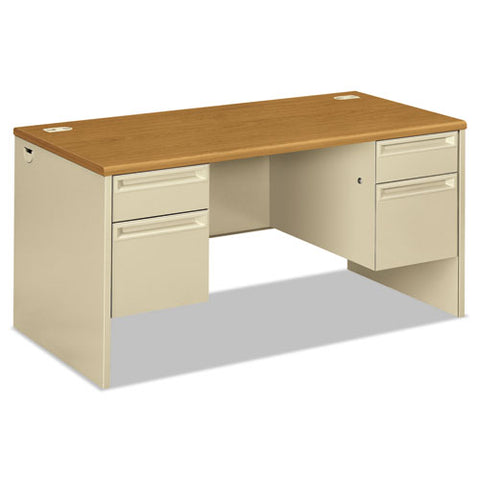 38000 Series Double Pedestal Desk, 60" X 30" X 29.5", Harvest-putty