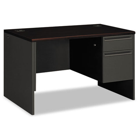 38000 Series Right Pedestal Desk, 48" X 30" X 29.5", Mahogany-charcoal
