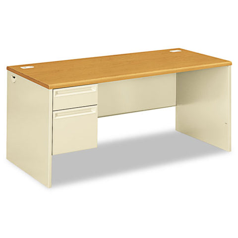 38000 Series Left Pedestal Desk, 66" X 30" X 29.5", Harvest-putty