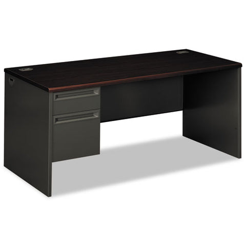 38000 Series Left Pedestal Desk, 66" X 30" X 29.5", Mahogany-charcoal