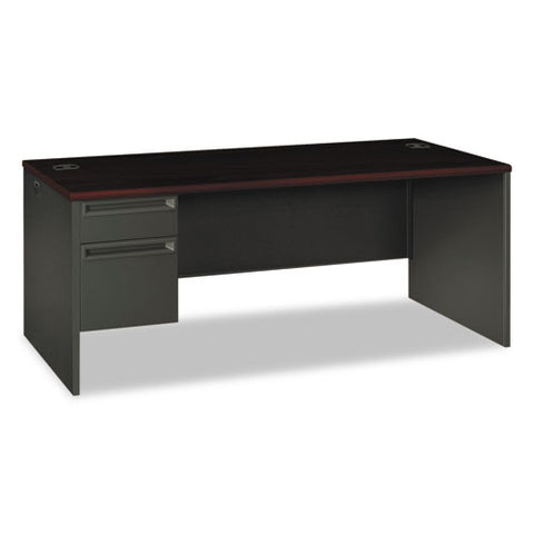 38000 Series Left Pedestal Desk, 72" X 36" X 29.5", Mahogany-charcoal