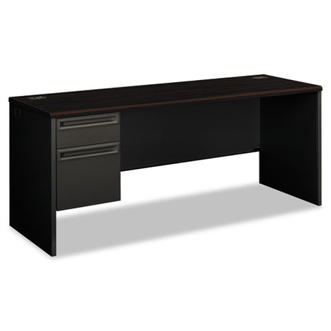 38000 Series Left Pedestal Credenza, 72w X 24d X 29.5h, Mahogany-charcoal