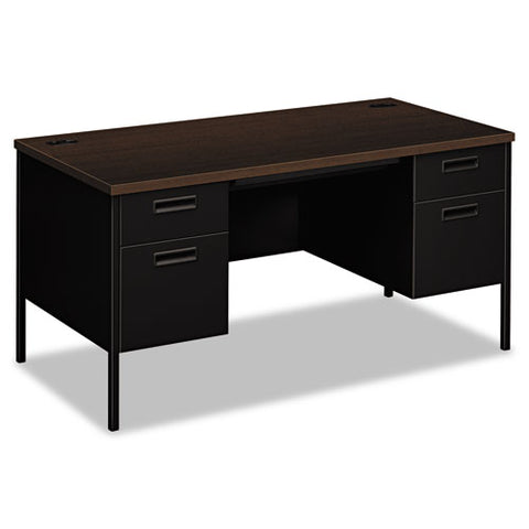Metro Classic Series Double Pedestal Desk, Flush Panel, 60" X 30" X 29.5", Mocha-black