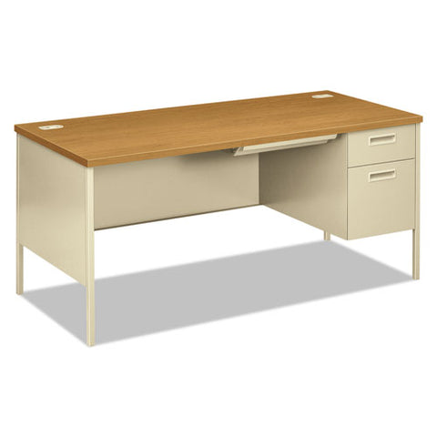 Metro Classic Series Right Pedestal "l" Workstation Desk, 66" X 30" X 29.5", Harvest-putty