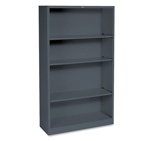 Metal Bookcase, Four-shelf, 34-1-2w X 12-5-8d X 59h, Charcoal