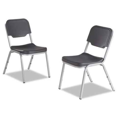 Rough 'n Ready Original Stack Chair, Black Seat-black Back, Silver Base, 4-carton