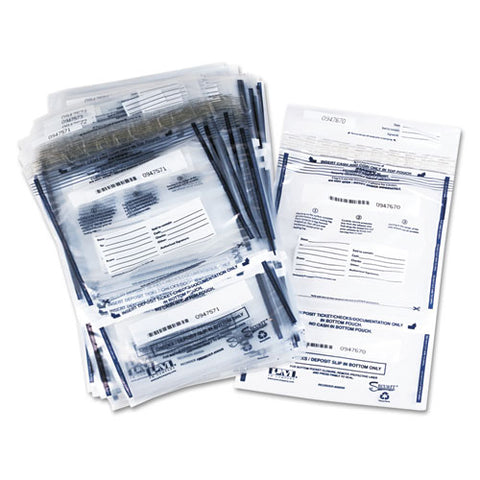 Clear Dual Deposit Bags, Tamper Evident, Plastic, 11 X 15, 100 Bags-pack