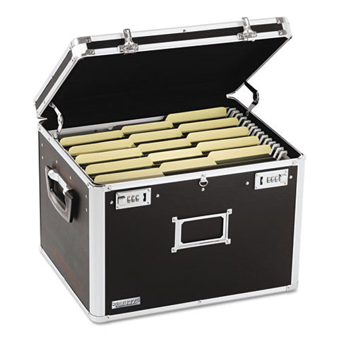 Locking File Chest With Adjustable File Rails, Letter-legal Files, 17.5" X 14" X 12.5", Black
