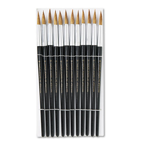 Artist Brush, Size 12, Camel Hair, Round, 12-pack