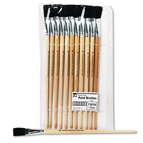 Long Handle Easel Brush, Size 18, Natural Bristle, Flat, 12-pack