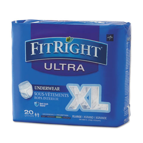 Fitright Ultra Protective Underwear, X-large, 56" To 68" Waist, 20-pack