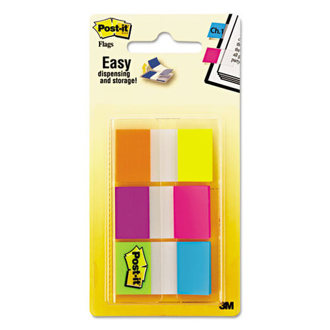 Page Flags In Portable Dispenser, Assorted Brights, 60 Flags-pack