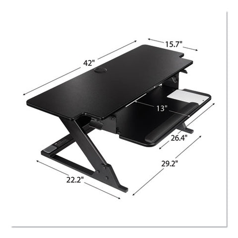 Precision Standing Desk, 42" X 23.2" X 6.2" To 20", Black
