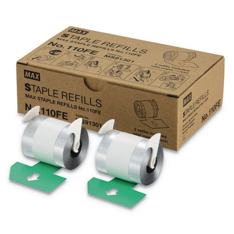 Staple Refills No.110fe, 0.56" Leg, 0.5" Crown, Silver, 4,000-cartridge, 2 Cartridges-box, 8,000-box