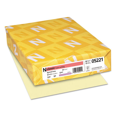 Classic Linen Stationery, 24 Lb, 8.5 X 11, Baronial Ivory, 500-ream