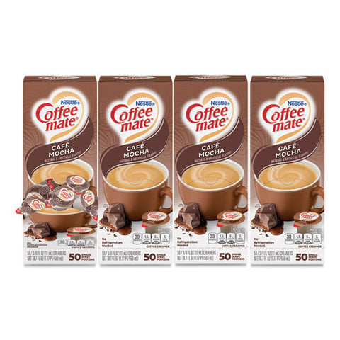 Liquid Coffee Creamer, Cafe Mocha, 0.38 Oz Mini Cups, 50-box, 4 Boxes-carton, 200 Total-carton