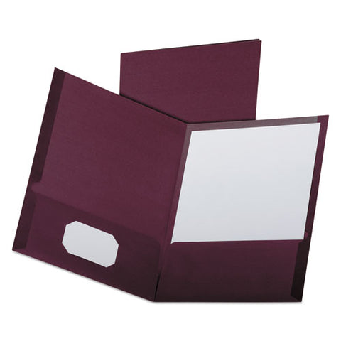 Linen Finish Twin Pocket Folders, Letter, Burgundy,25-box