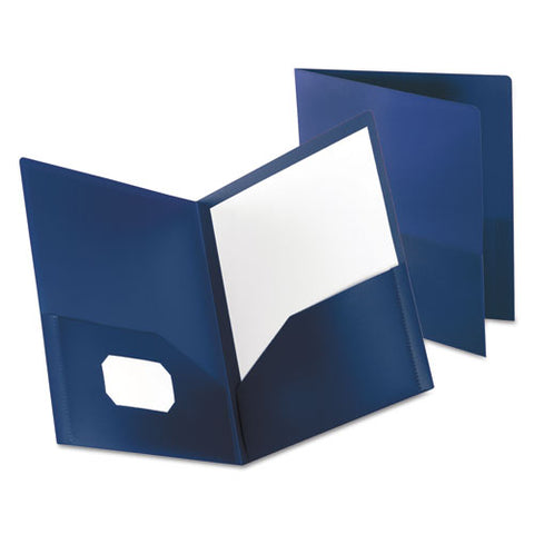 Poly Twin-pocket Folder, Holds 100 Sheets, Opaque Dark Blue