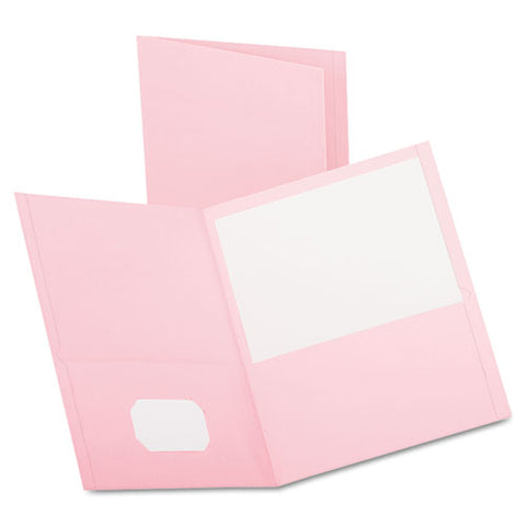 Twin-pocket Folder, Embossed Leather Grain Paper, Pink, 25-box