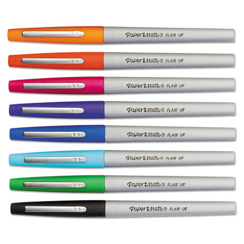Flair Felt Tip Stick Porous Point Marker Pen, 0.4mm, Assorted Ink-barrel, 8-set