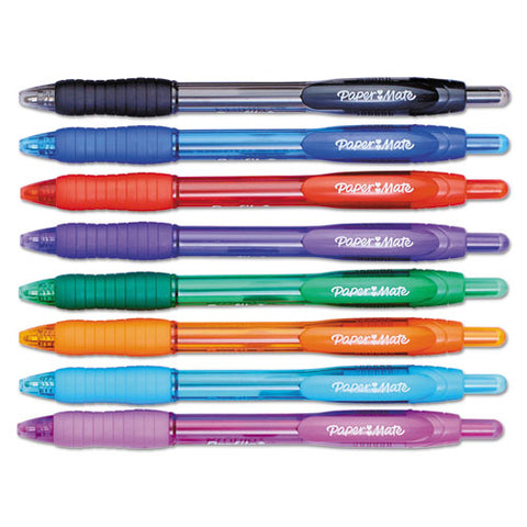 Profile Retractable Ballpoint Pen, 1.4mm, Assorted Ink-barrel, 8-set