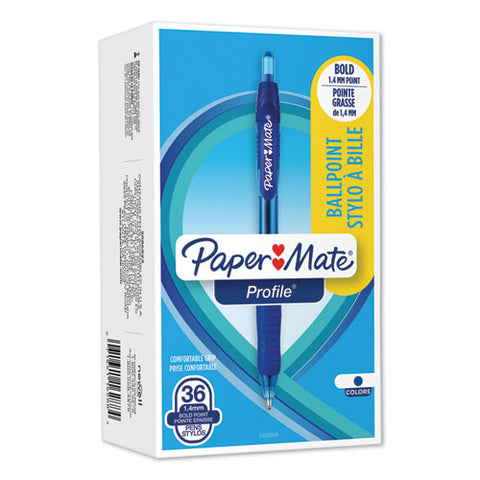 Profile Retractable Ballpoint Pen, Bold 1.4 Mm, Blue Ink-barrel, 36-pack