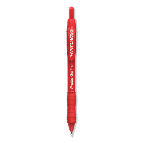 Profile Retractable Gel Pen, Medium 0.7 Mm, Red Ink, Translucent Red Barrel, Dozen