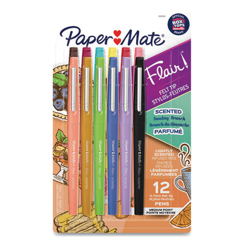 Flair Scented Felt Tip Marker Pen, Medium 0.7 Mm, Assorted Colors Ink-barrel, 12-pack