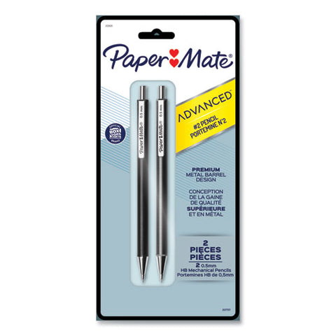 Advanced Mechanical Pencils, Hb (#2), 0.5 Mm, Black Lead, Black; Gray Barrel, 2-pack