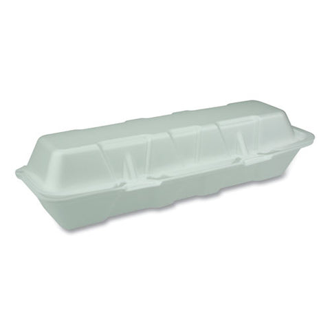 Foam Hinged Lid Containers, Dual Tab Lock Hoagie, 13 X 4 X 4, White, 250-carton