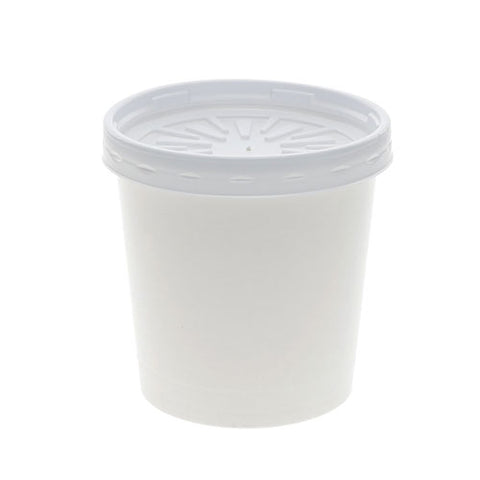 Paper Round Food Container And Lid Combo, 16 Oz, 3.75" Diameter X 3.88h", White, 250-carton