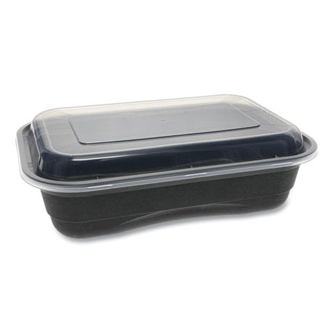 Earthchoice Versa2go Microwaveable Containers, 36 Oz, 8.4 X 5.6 X 2, Black-clear, 150-carton