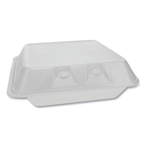 Smartlock Foam Hinged Containers, Large, 3-compartment, 9 X 9.25 X 3.25, White, 150-carton
